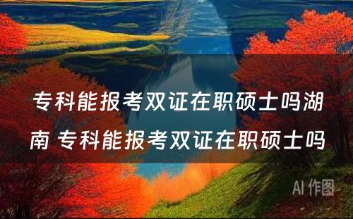 专科能报考双证在职硕士吗湖南 专科能报考双证在职硕士吗