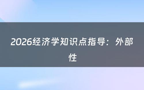 2026经济学知识点指导：外部性