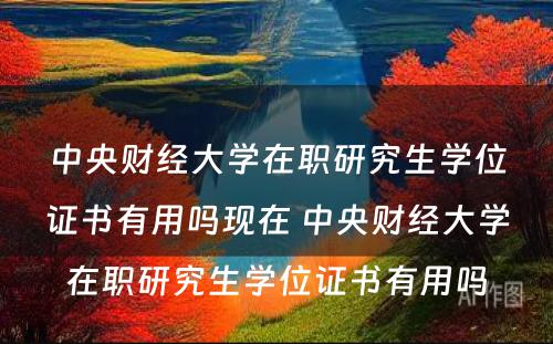 中央财经大学在职研究生学位证书有用吗现在 中央财经大学在职研究生学位证书有用吗