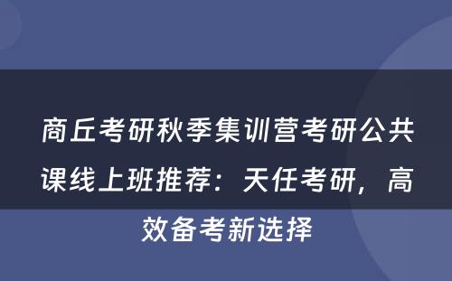 商丘考研秋季集训营考研公共课线上班推荐：天任考研，高效备考新选择