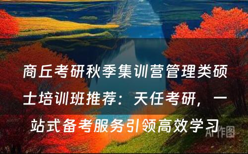 商丘考研秋季集训营管理类硕士培训班推荐：天任考研，一站式备考服务引领高效学习