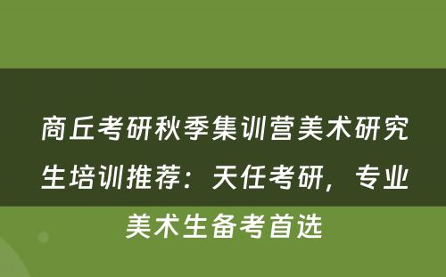 商丘考研秋季集训营美术研究生培训推荐：天任考研，专业美术生备考首选