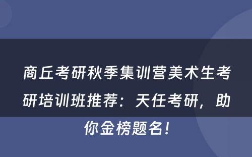 商丘考研秋季集训营美术生考研培训班推荐：天任考研，助你金榜题名！
