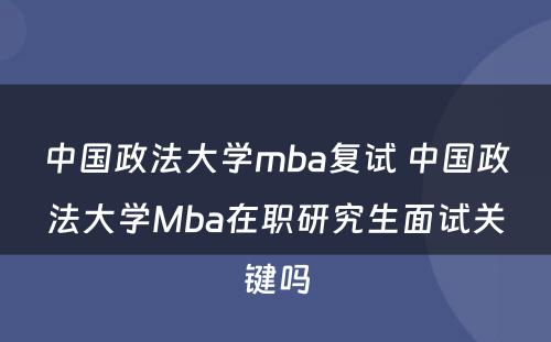 中国政法大学mba复试 中国政法大学Mba在职研究生面试关键吗