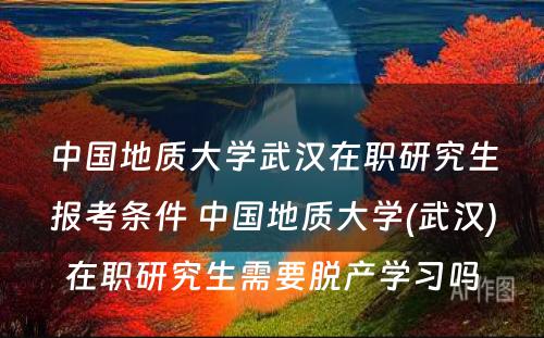 中国地质大学武汉在职研究生报考条件 中国地质大学(武汉)在职研究生需要脱产学习吗