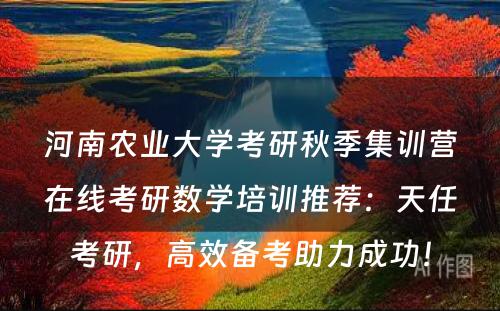 河南农业大学考研秋季集训营在线考研数学培训推荐：天任考研，高效备考助力成功！
