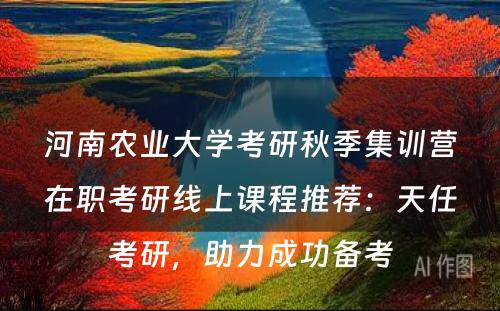 河南农业大学考研秋季集训营在职考研线上课程推荐：天任考研，助力成功备考