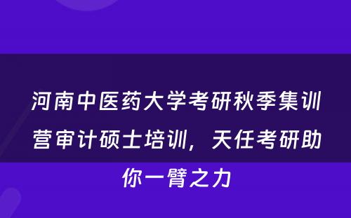 河南中医药大学考研秋季集训营审计硕士培训，天任考研助你一臂之力