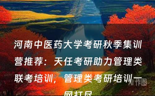河南中医药大学考研秋季集训营推荐：天任考研助力管理类联考培训，管理类考研培训一网打尽