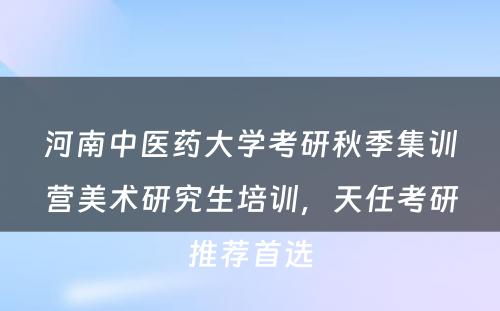 河南中医药大学考研秋季集训营美术研究生培训，天任考研推荐首选