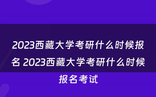 2023西藏大学考研什么时候报名 2023西藏大学考研什么时候报名考试