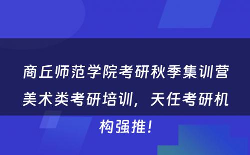 商丘师范学院考研秋季集训营美术类考研培训，天任考研机构强推！