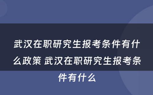 武汉在职研究生报考条件有什么政策 武汉在职研究生报考条件有什么