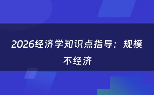 2026经济学知识点指导：规模不经济