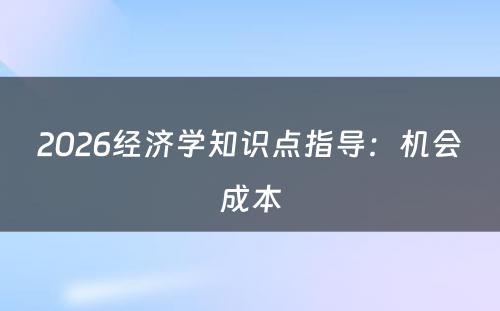 2026经济学知识点指导：机会成本