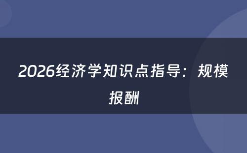 2026经济学知识点指导：规模报酬