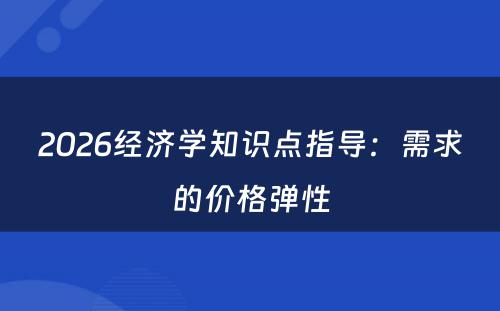 2026经济学知识点指导：需求的价格弹性