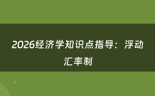 2026经济学知识点指导：浮动汇率制