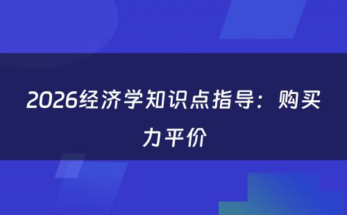 2026经济学知识点指导：购买力平价