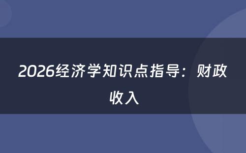 2026经济学知识点指导：财政收入