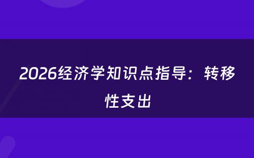 2026经济学知识点指导：转移性支出