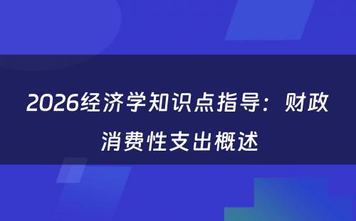 2026经济学知识点指导：财政消费性支出概述