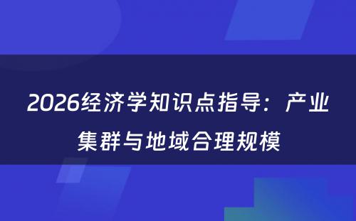 2026经济学知识点指导：产业集群与地域合理规模