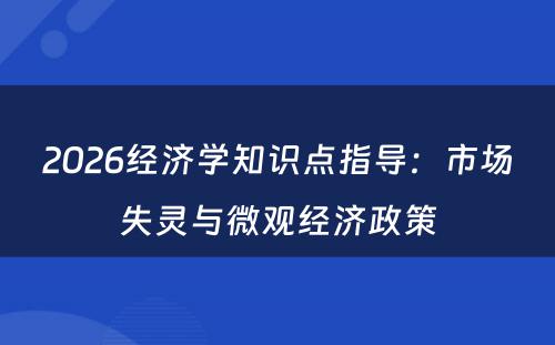 2026经济学知识点指导：市场失灵与微观经济政策