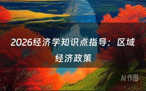 2026经济学知识点指导：区域经济政策