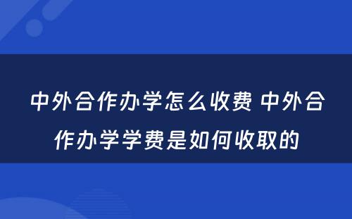 中外合作办学怎么收费 中外合作办学学费是如何收取的