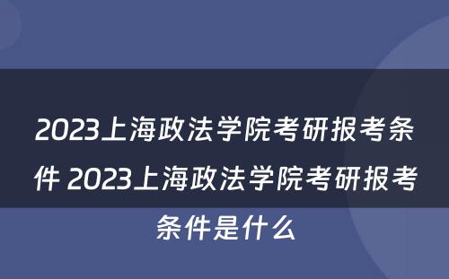 2023上海政法学院考研报考条件 2023上海政法学院考研报考条件是什么