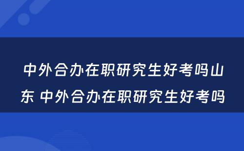 中外合办在职研究生好考吗山东 中外合办在职研究生好考吗