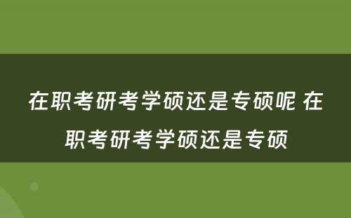 在职考研考学硕还是专硕呢 在职考研考学硕还是专硕