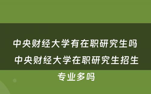 中央财经大学有在职研究生吗 中央财经大学在职研究生招生专业多吗