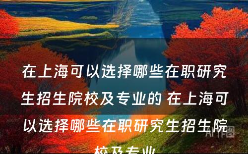 在上海可以选择哪些在职研究生招生院校及专业的 在上海可以选择哪些在职研究生招生院校及专业