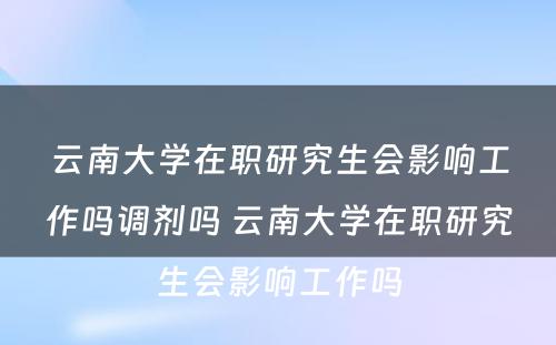 云南大学在职研究生会影响工作吗调剂吗 云南大学在职研究生会影响工作吗