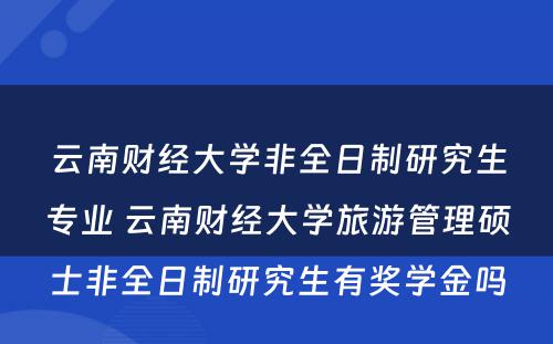 云南财经大学非全日制研究生专业 云南财经大学旅游管理硕士非全日制研究生有奖学金吗