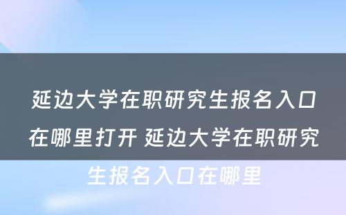 延边大学在职研究生报名入口在哪里打开 延边大学在职研究生报名入口在哪里