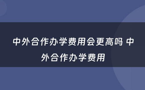 中外合作办学费用会更高吗 中外合作办学费用