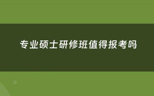  专业硕士研修班值得报考吗