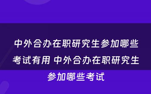 中外合办在职研究生参加哪些考试有用 中外合办在职研究生参加哪些考试