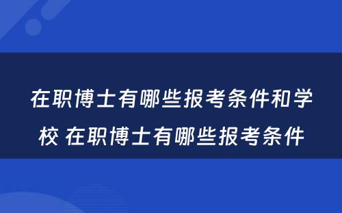 在职博士有哪些报考条件和学校 在职博士有哪些报考条件