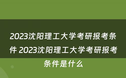 2023沈阳理工大学考研报考条件 2023沈阳理工大学考研报考条件是什么