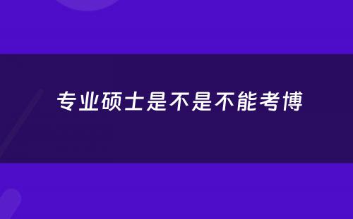  专业硕士是不是不能考博