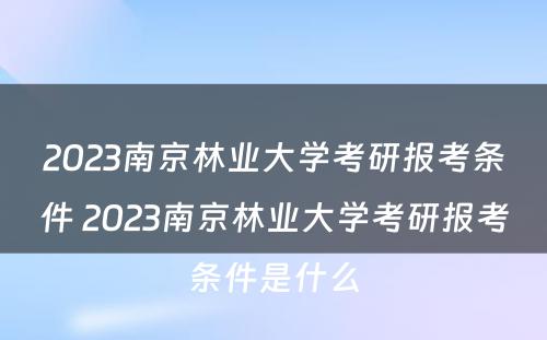 2023南京林业大学考研报考条件 2023南京林业大学考研报考条件是什么