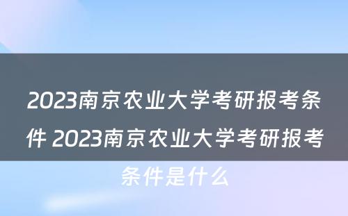 2023南京农业大学考研报考条件 2023南京农业大学考研报考条件是什么