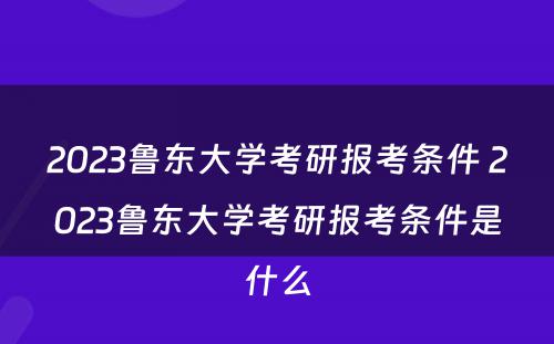 2023鲁东大学考研报考条件 2023鲁东大学考研报考条件是什么