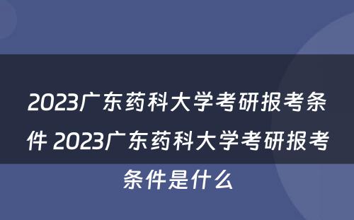 2023广东药科大学考研报考条件 2023广东药科大学考研报考条件是什么