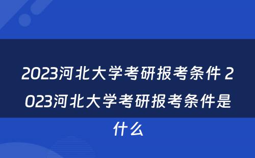 2023河北大学考研报考条件 2023河北大学考研报考条件是什么