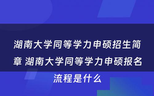 湖南大学同等学力申硕招生简章 湖南大学同等学力申硕报名流程是什么